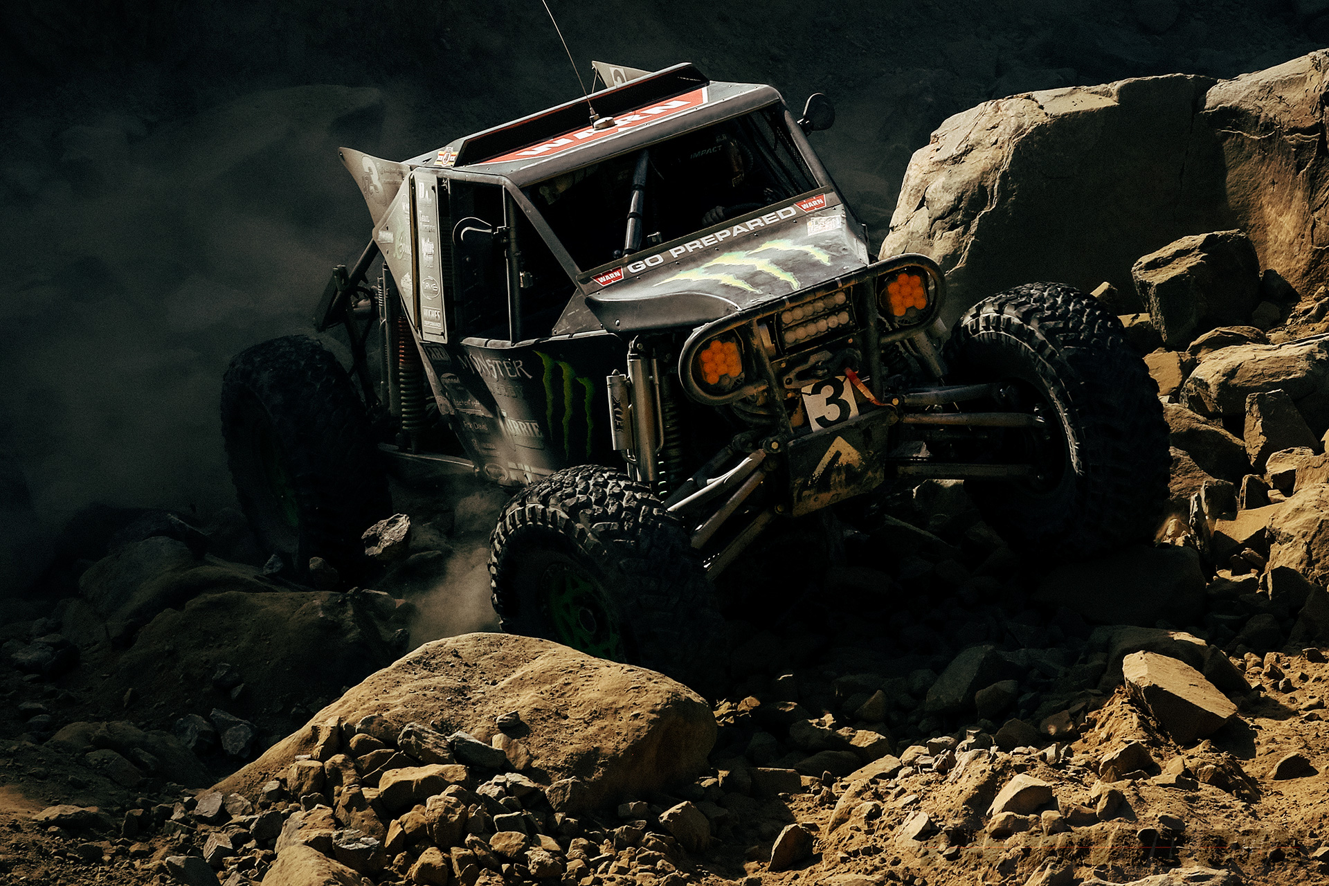 Black, Monster Energy sponsored rock racer