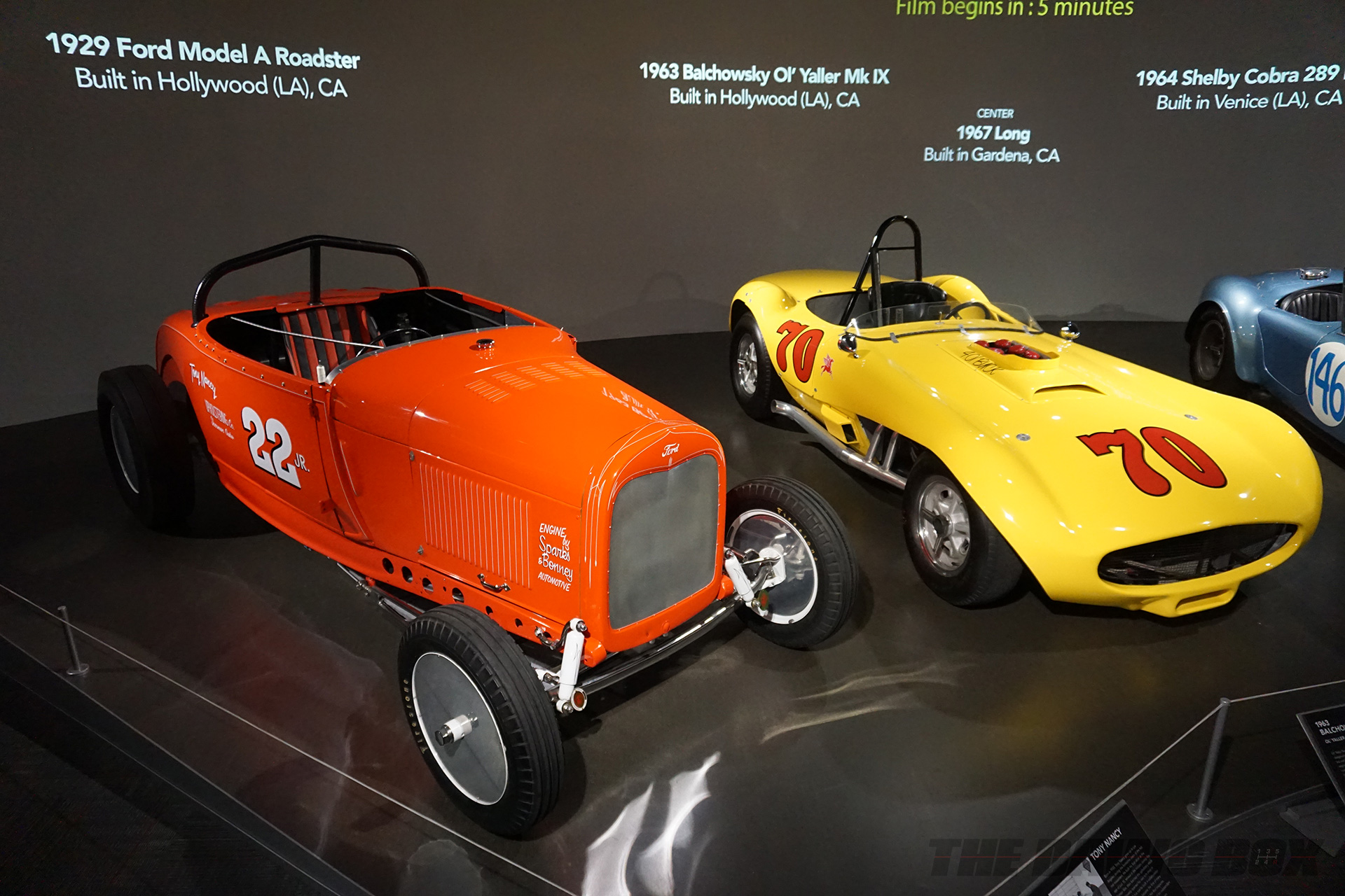 Orange 1929 Ford Model A Roadster and Yellow 1963 Balchowsky Ol' Yaller Mk IX