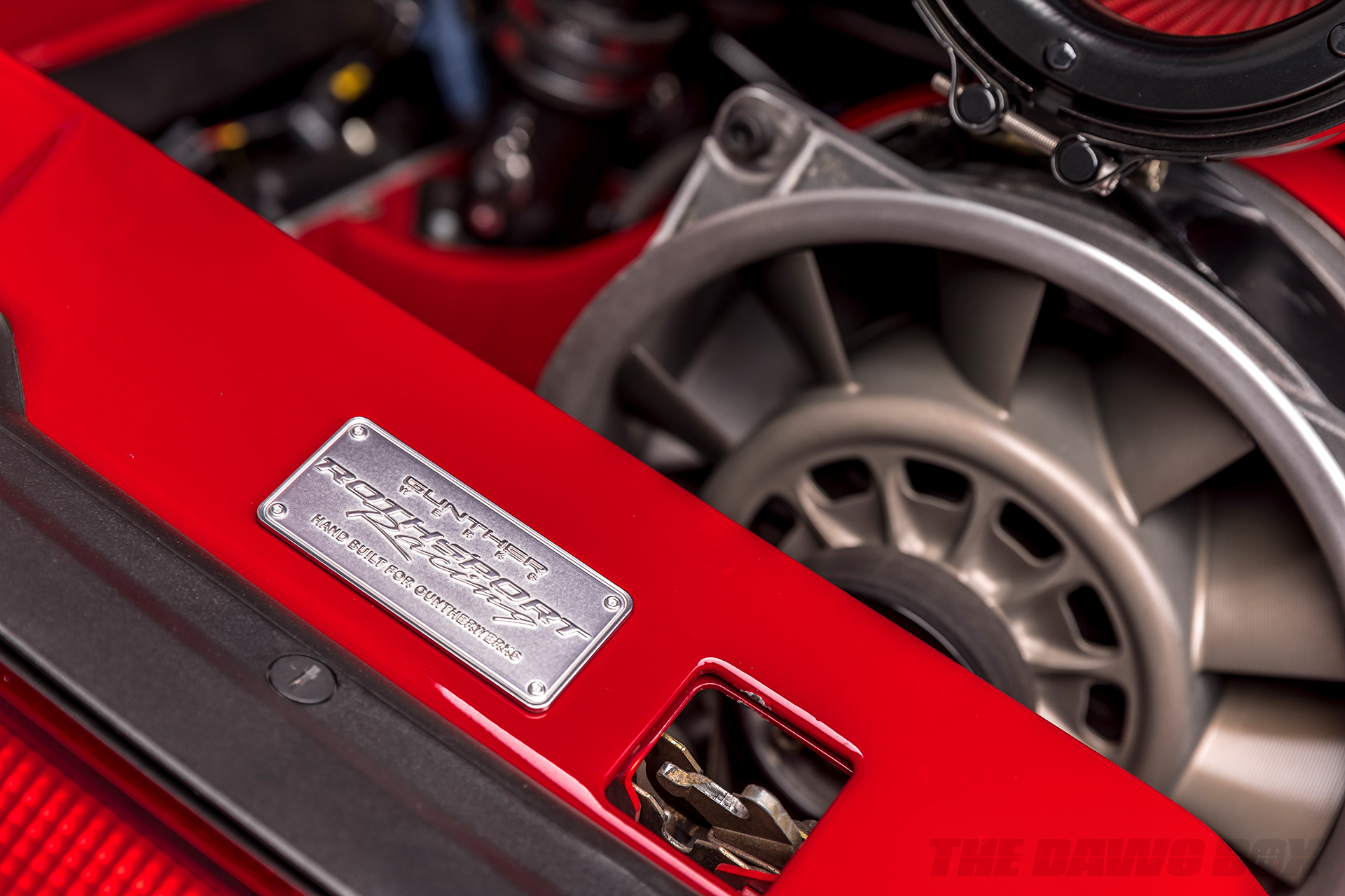 Gunther Werks Badging on a red porsche