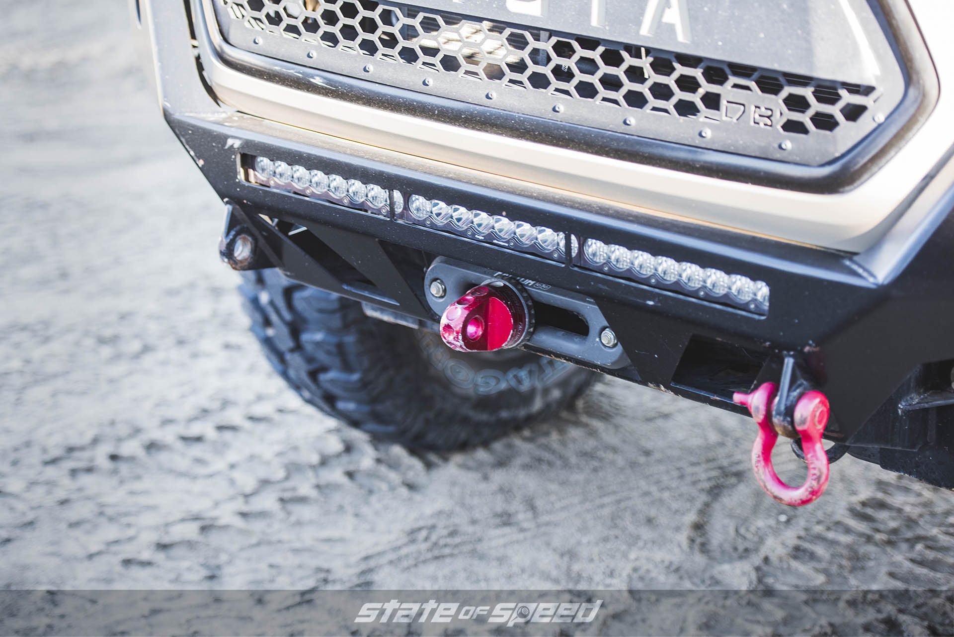 Winch on a Toyota Tacoma with Milestar Patagonia M/Ts