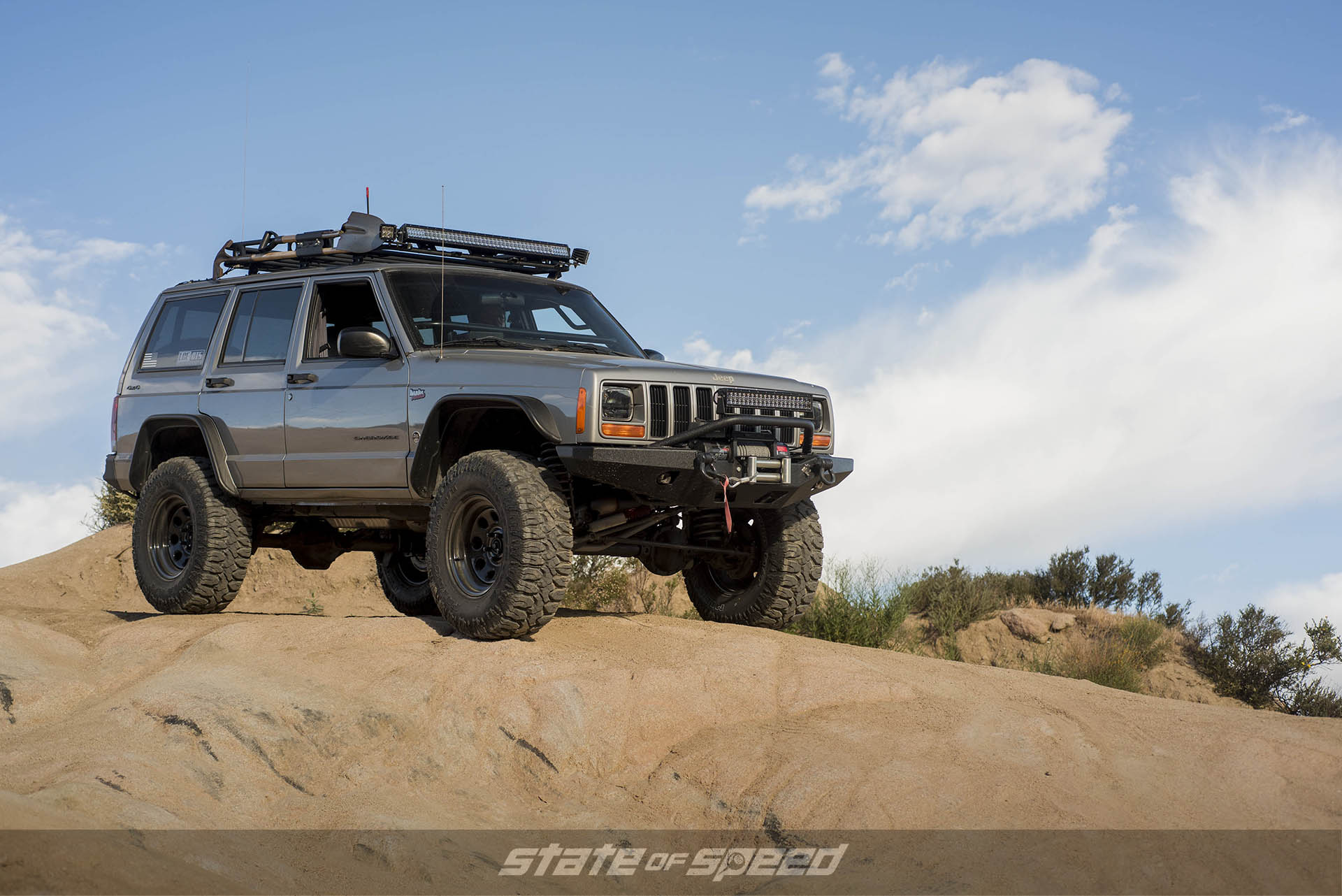 Modified Jeep XJ Cherokee sitting on Milestar Patagonia M/Ts with Off-Road Mods