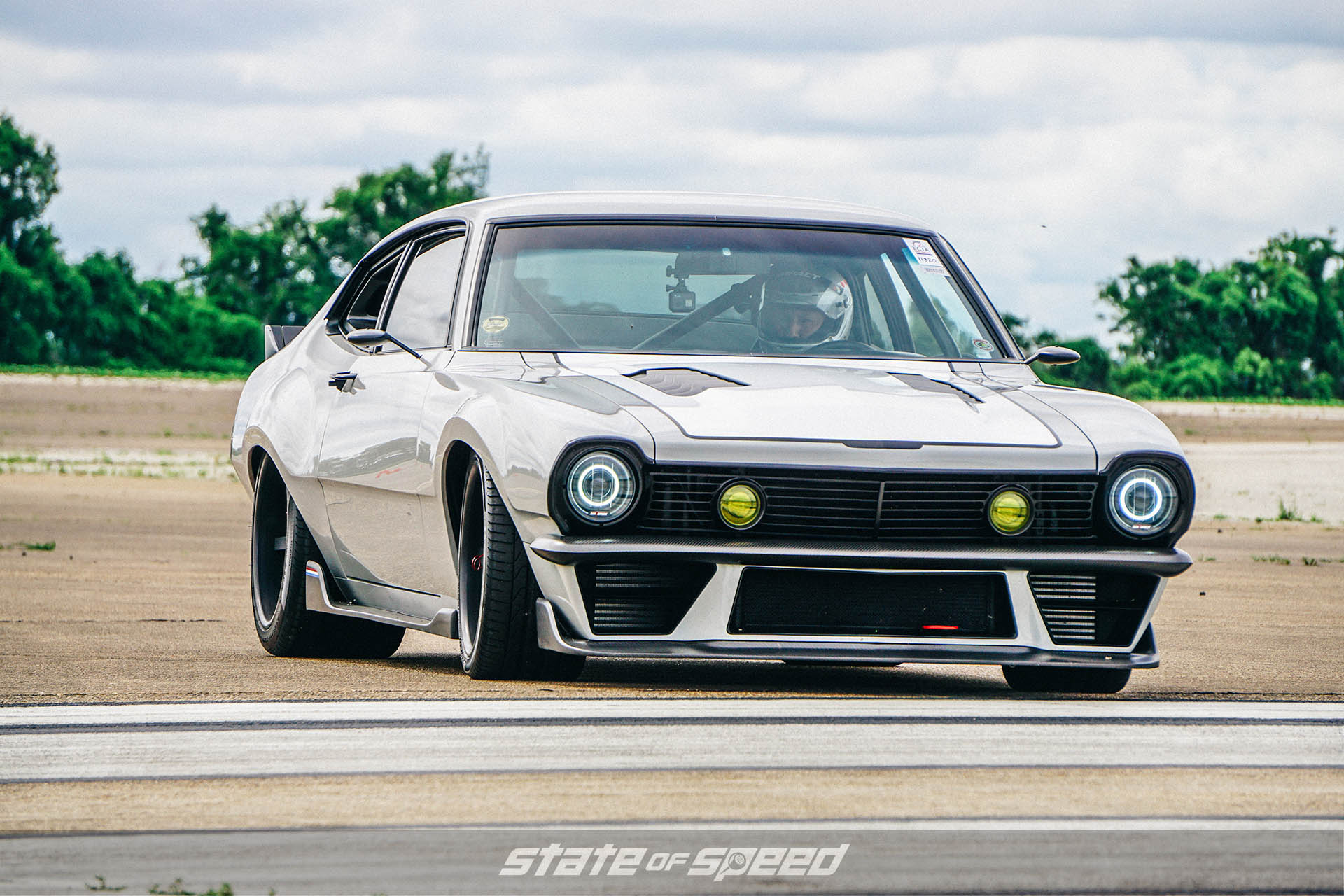 front shot of a maverick on the track