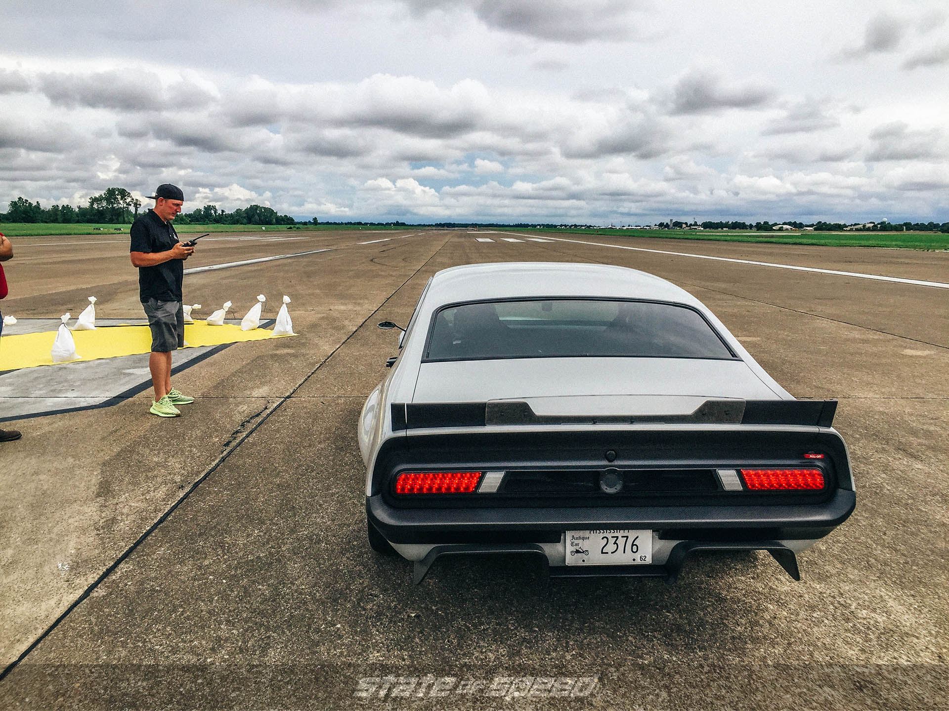 ford maverick on the drag strip