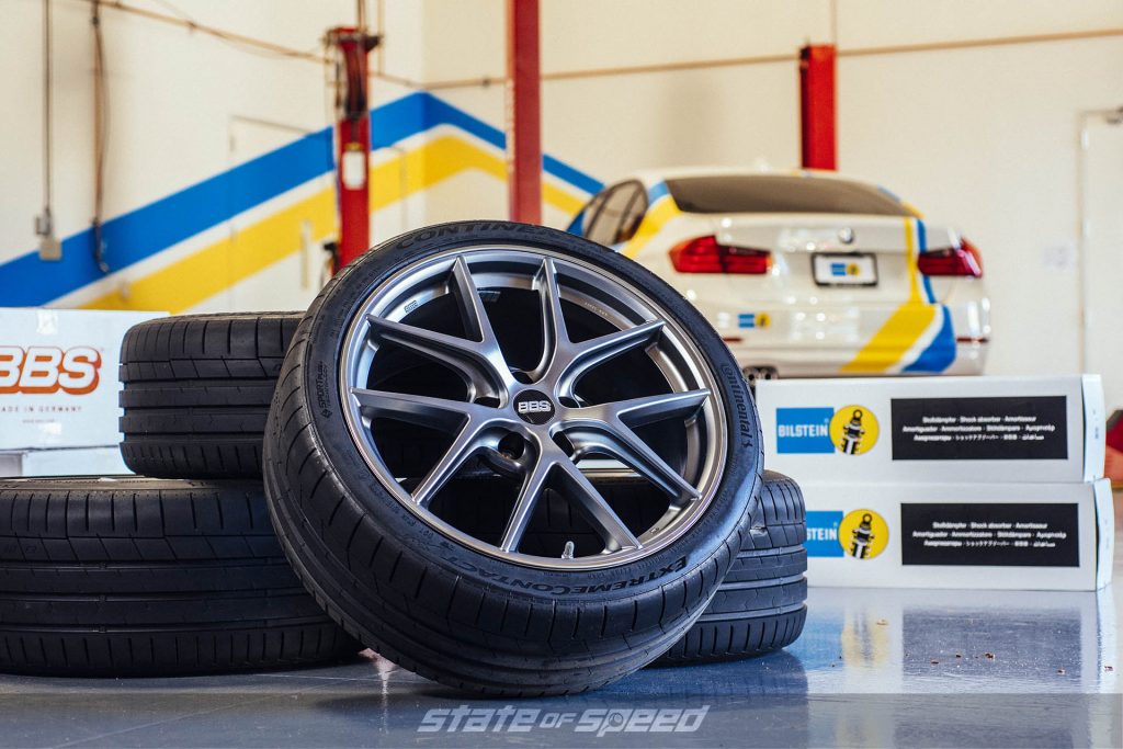 BBS flow formed wheels in front of a BMW