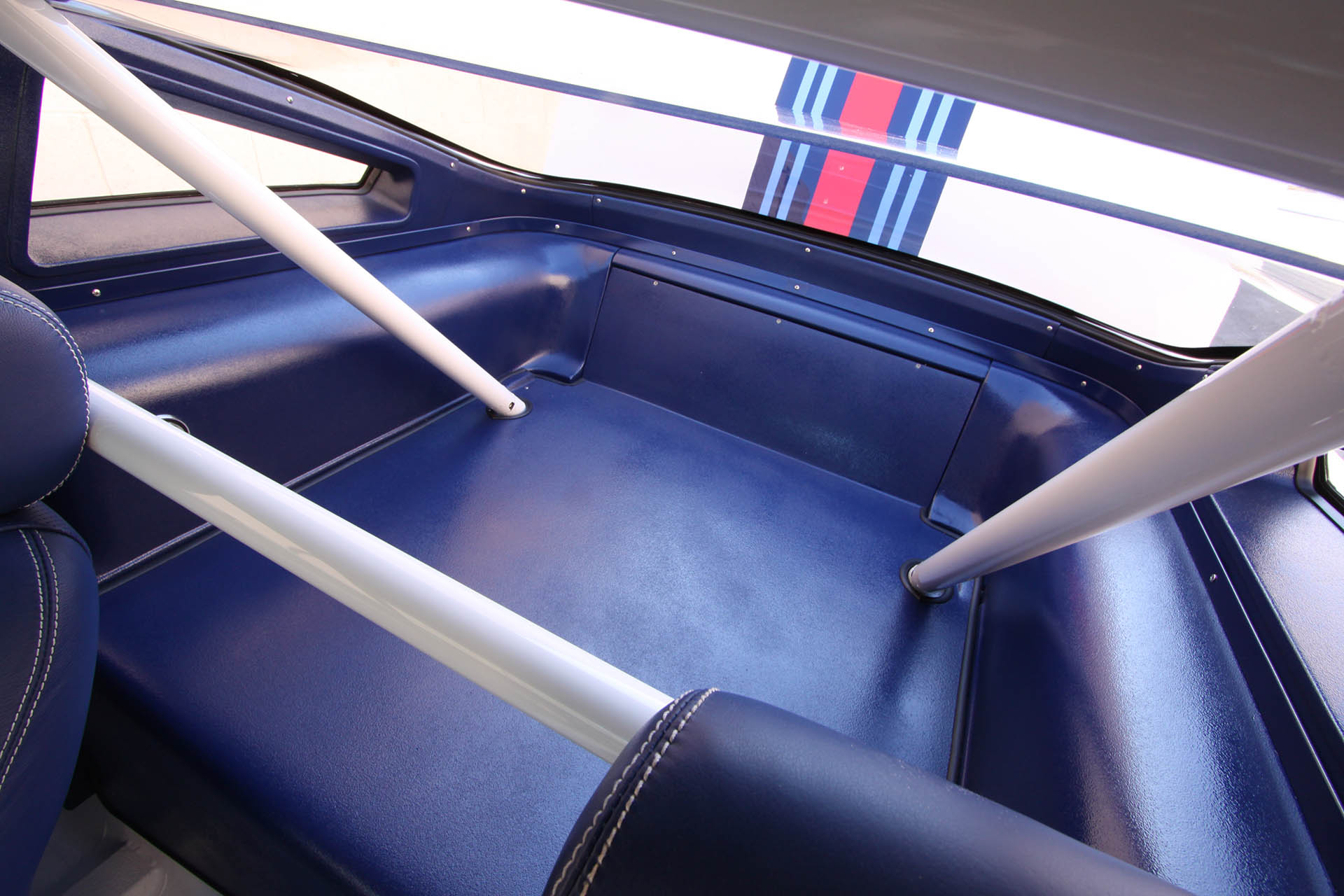 Custom blue Martini Mustang interior