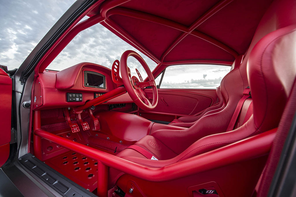 Red leather interior on the vicious mustang