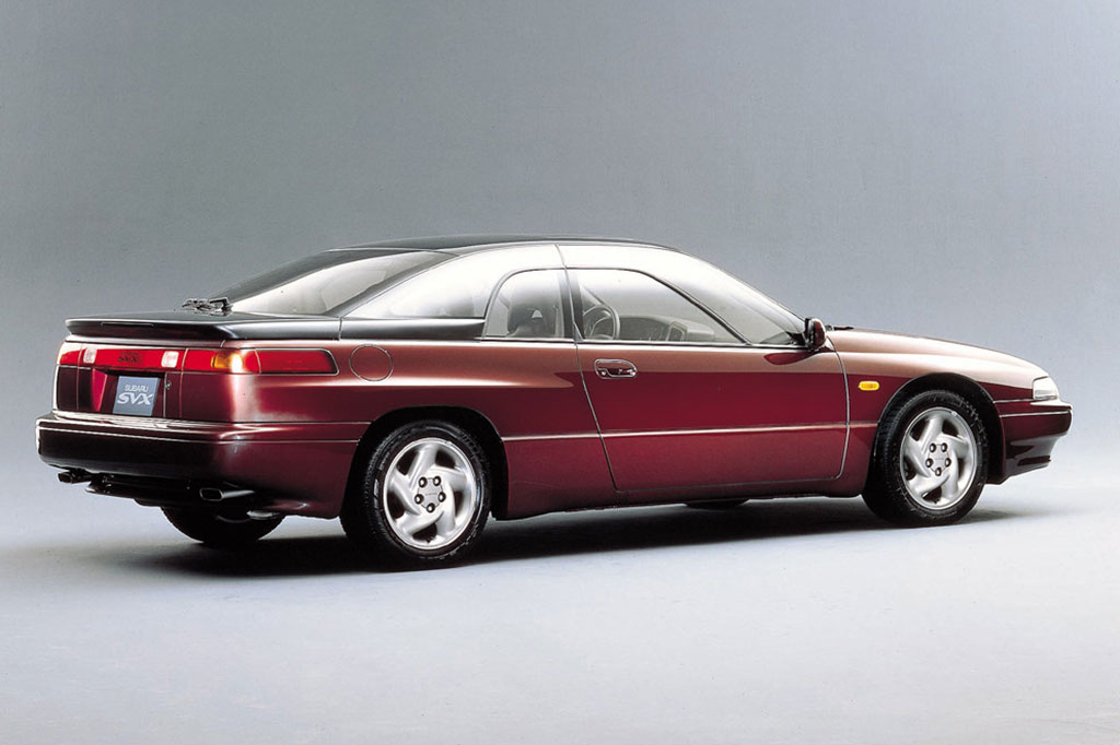 maroon Subaru SVX 2 door coupe JDM import