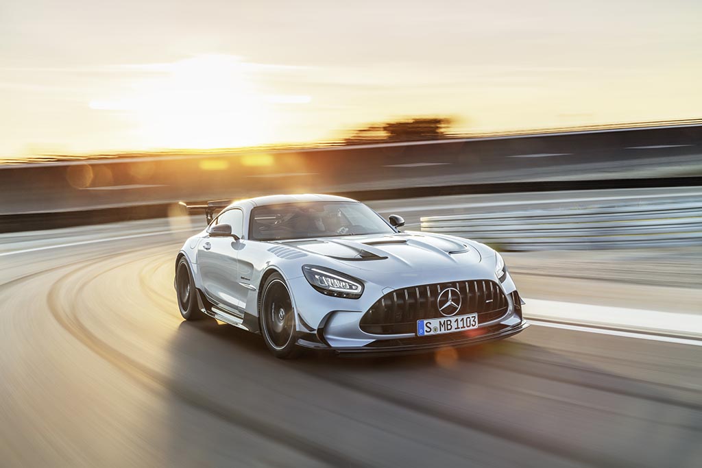 sunset shot of 2021 Mercedes AMG GT Black Series