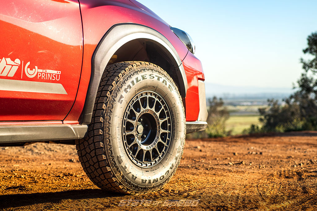 red subaru crosstrek overlander with patagonia atr offroad tires