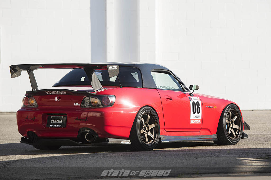 red honda s2000 lower rear 3/4 upgraded aero