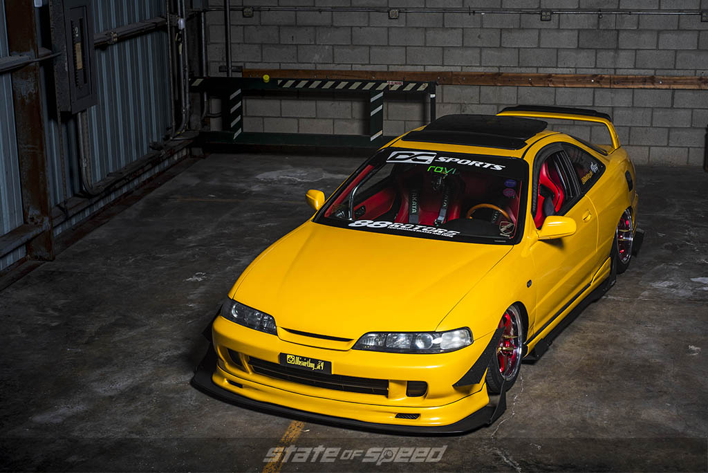 yellow acura integra on nankang tires