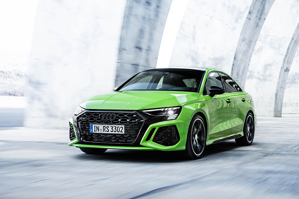 new audi rs3 in kyalami green