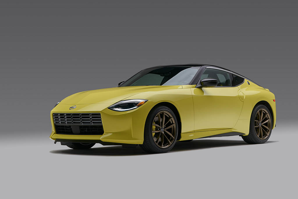 front 3/4 shot of yellow 2023 nissan z
