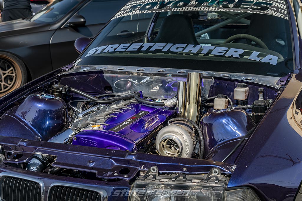 Purple BMW M3 with a RB26DETT Nissan Skyline GT-R Engine