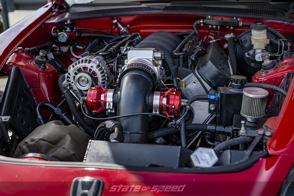 Red honda s2000 with an Chevy LS2 crate engine swap