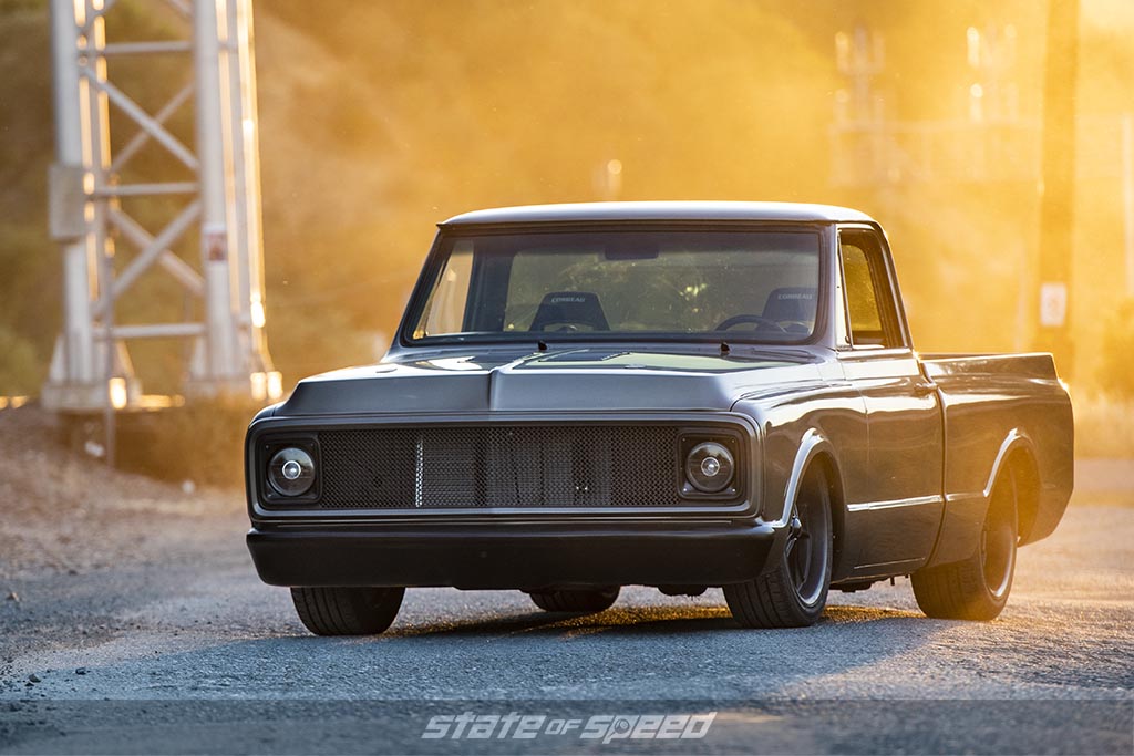 Chevy LS Engine inside a chevrolet C-10 pick up truck Bronze '72 C10 Hills Rod & Custom - 255/45R20 - 275/40R20 MS932XP+/