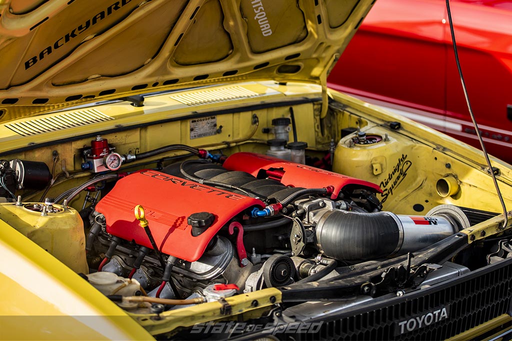 Yellow Toyota Sprinter with a Corvette LS6 Engine