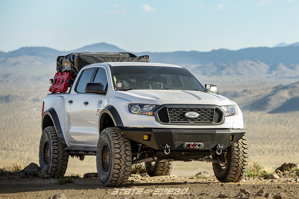 white ford ranger overland vehicle